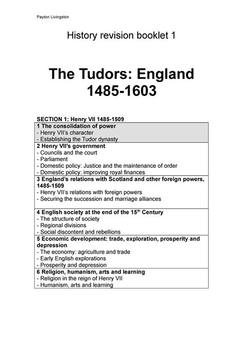 tudor revision questions